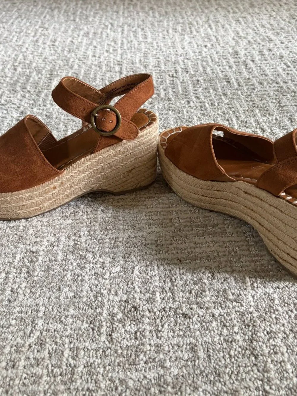 Universal Thread Morgan Cognac Brown Espadrille Wedge Sandal-Size 7